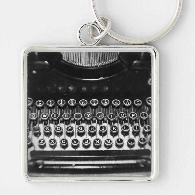 Black and White Typewriter Keychain (Front)