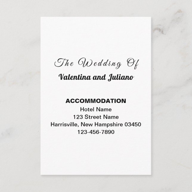 Black and White Typography Accommodation Portrait Enclosure Card (Front)