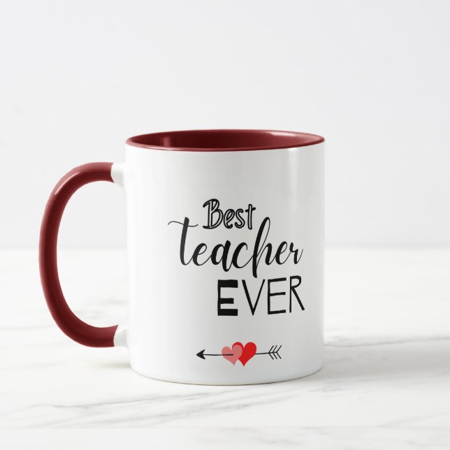 Black And White Typography Best Teacher Ever Mug (Left)