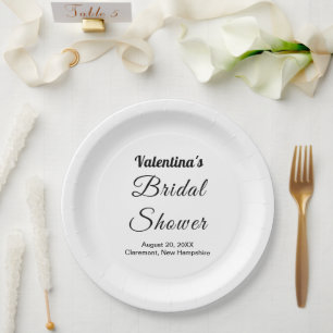 Black and White Typography Bridal Shower Paper Plates