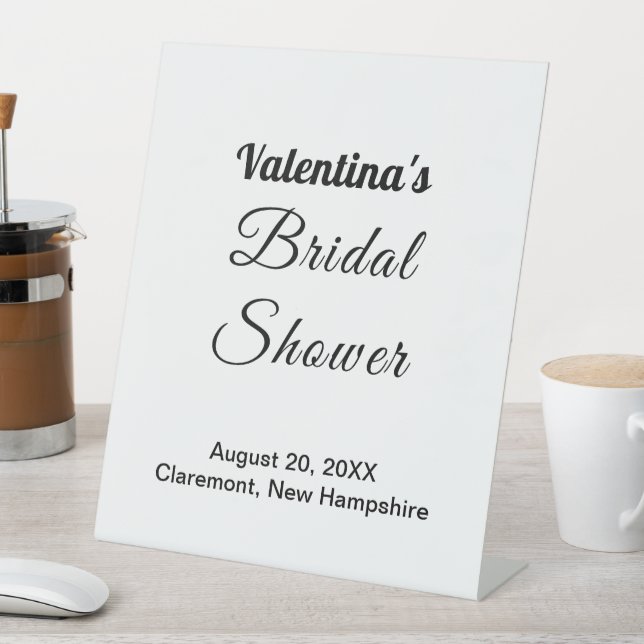 Black and White Typography Bridal Shower Pedestal Sign (In SItu)