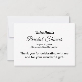 Black and White Typography Bridal Shower Thank You Card