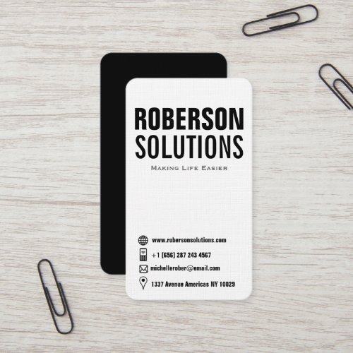 Black and white typography double sided icons business card