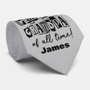 Black and White Typography Greatest Grandpa Neck Tie