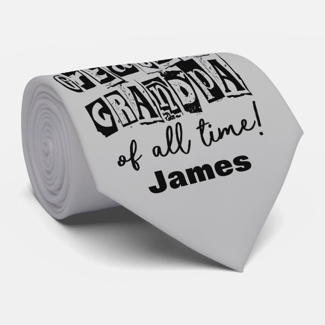 Black and White Typography Greatest Grandpa Neck Tie (Rolled)