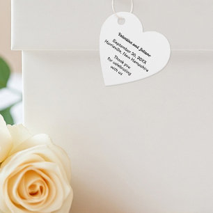Black and White Typography Heart Shape Wedding Favor Tags