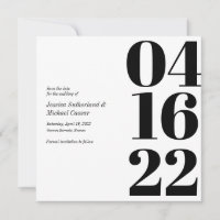 Black and White Typography Numeral Save the Date