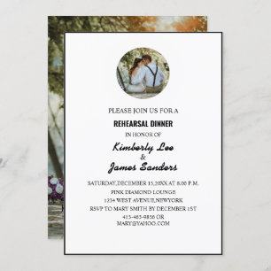Black And White Typography Photo Rehearsal Dinner Invitation