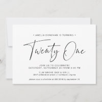 Black and White Typography | Simple 21st Birthday