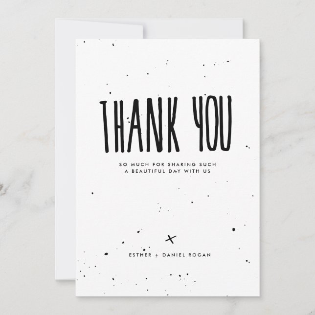 Black and White Typography Splatter Thank You Card (Front)