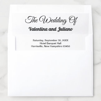 Black and White Typography Wedding Envelope Liner