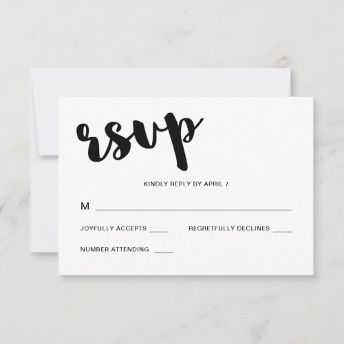 Black and White Typography Wedding Rsvp Response