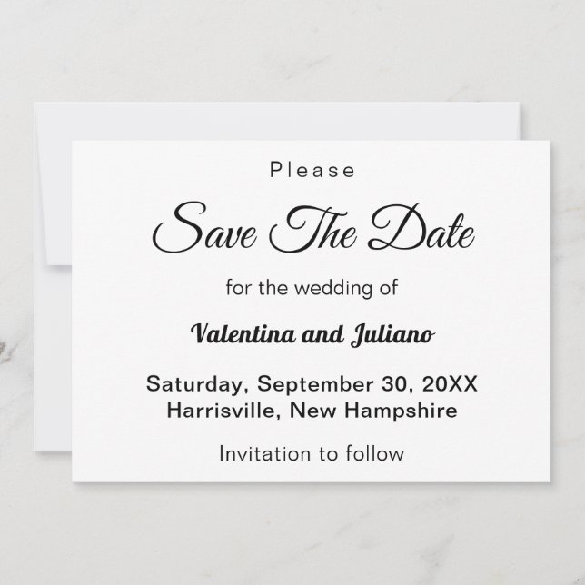 Black and White Typography Wedding Save The Date (Front)