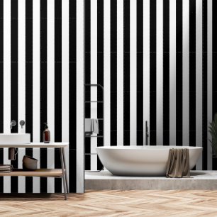 Black And White Ultra Wide 4 Inch Stripe Wallpaper