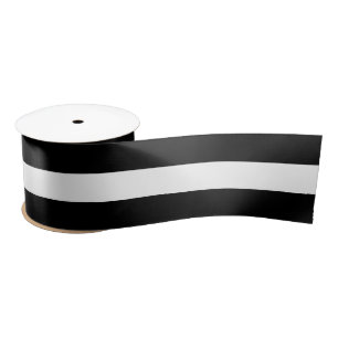 Black And White Ultra Wide Stripe Satin Ribbon