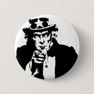 Black and White Uncle Sam Icon Pinback Button
