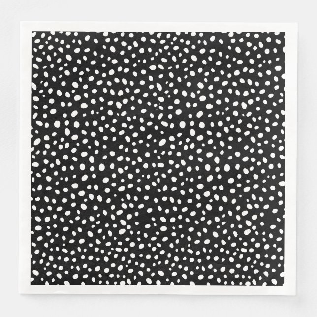 Black And White Uneven Dots Graphic Design Paper Dinner Napkins (Front)