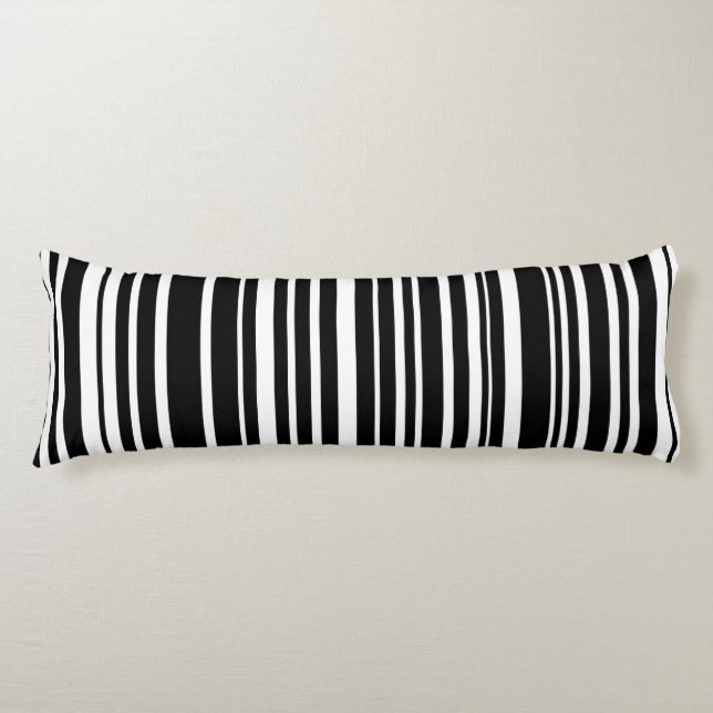 Black and White Uneven Stripes Patterned Body Pillow (Front)