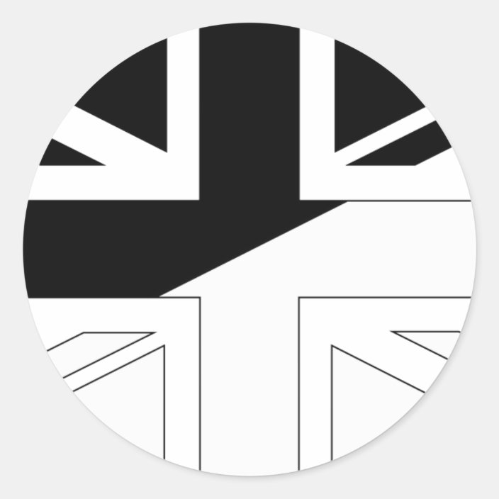 Black and White Union Jack British(UK) Flag Classic Round Sticker