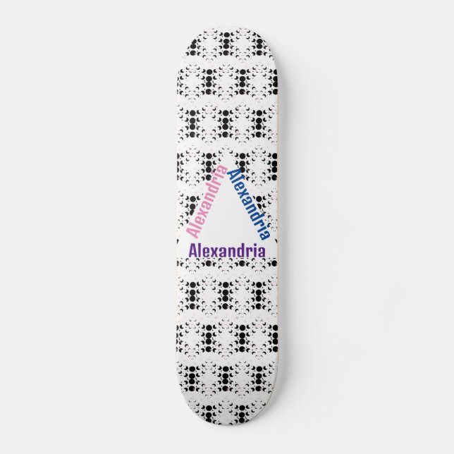 Black And White Unique Custom Name Wall Artwork Skateboard (Front)