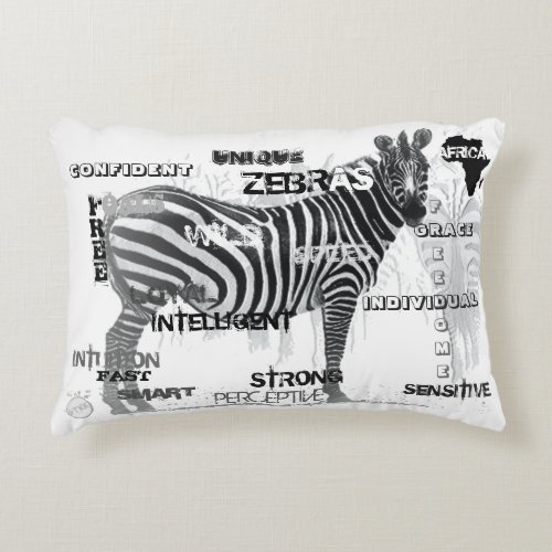 Black and White Unique Zebras Typography Accent Pillow