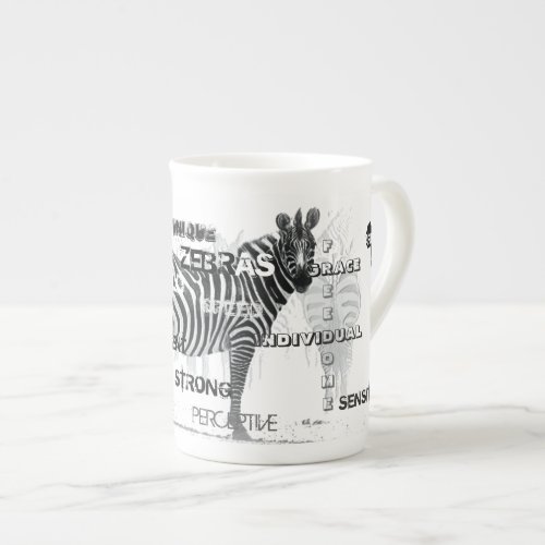 Black and White Unique Zebras Typography Bone China Mug