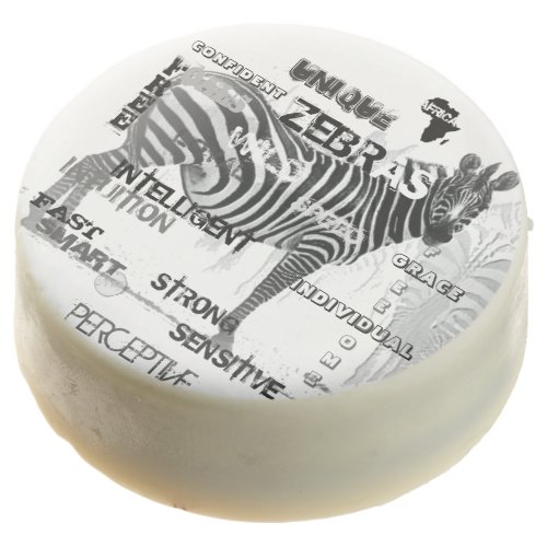 Black and White Unique Zebras Typography Chocolate Dipped Oreo