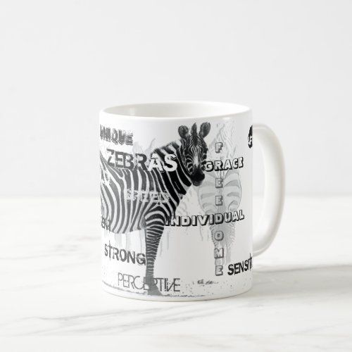 Black and White Unique Zebras Typography Coffee Mug