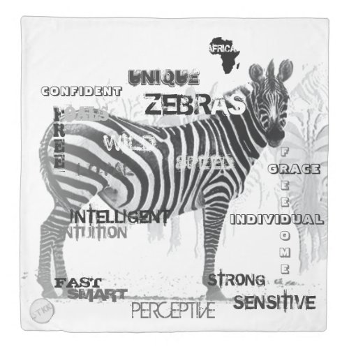 Black and White Unique Zebras Typography Duvet Cover