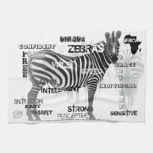 Black and White Unique Zebras Typography Kitchen Towel
