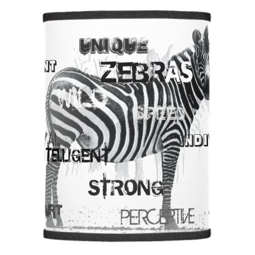 Black and White Unique Zebras Typography Lamp Shade