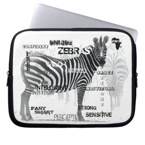 Black and White Unique Zebras Typography Laptop Sleeve