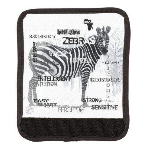 Black and White Unique Zebras Typography Luggage Handle Wrap