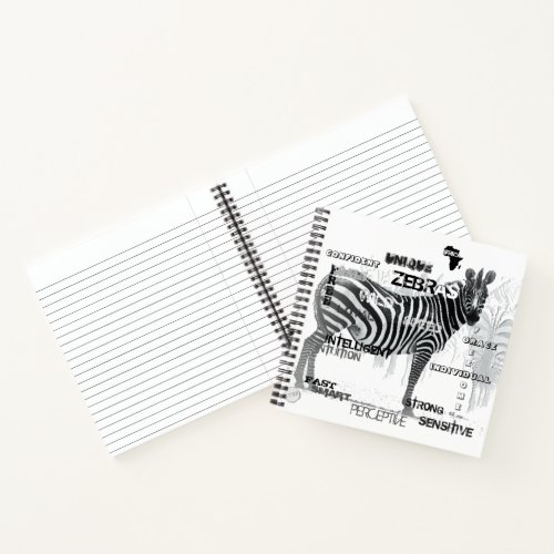 Black and White Unique Zebras Typography Notebook