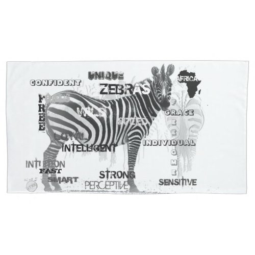 Black and White Unique Zebras Typography Pillow Case
