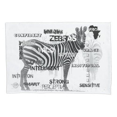 Black and White Unique Zebras Typography Pillow Case