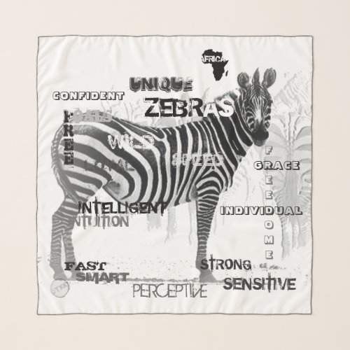 Black and White Unique Zebras Typography Scarf
