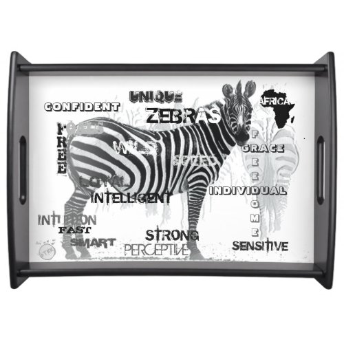 Black and White Unique Zebras Typography Serving Tray