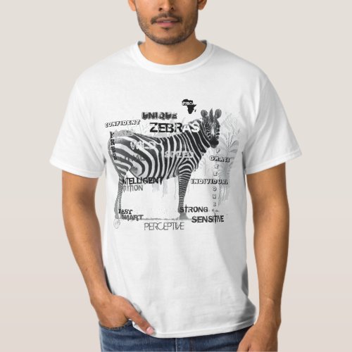 Black and White Unique Zebras Typography T_Shirt
