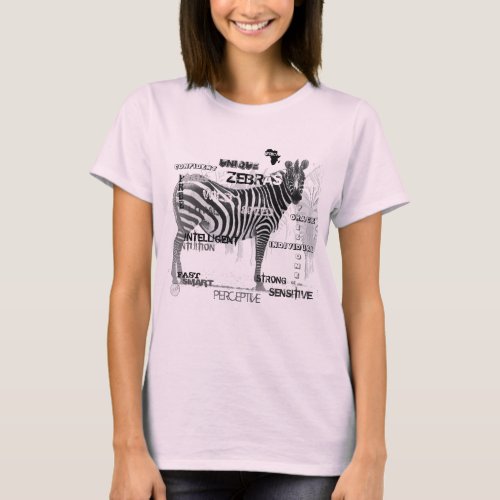 Black and White Unique Zebras Typography T_Shirt