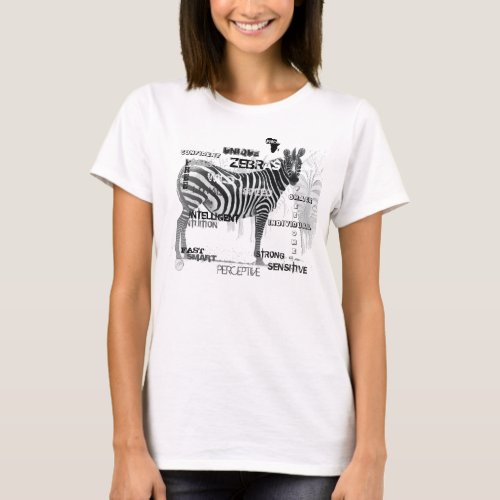 Black and White Unique Zebras Typography T_Shirt