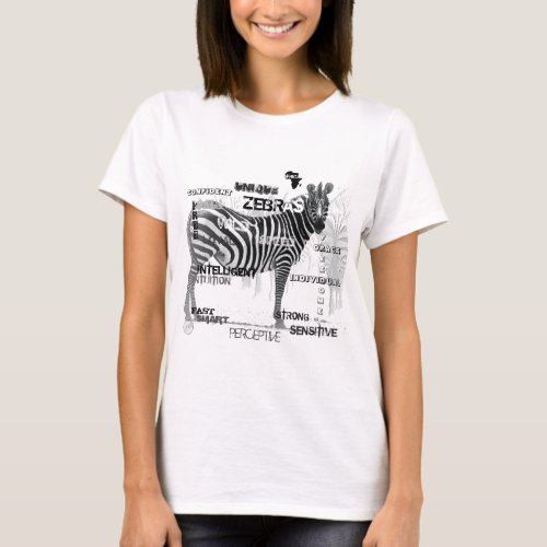 Black and White Unique Zebras Typography T_Shirt