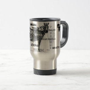 Black and White Unique Zebras Typography Travel Mug