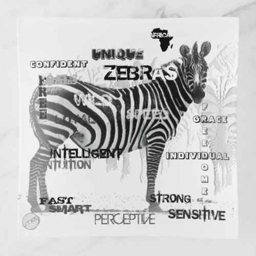 Black and White Unique Zebras Typography Trinket Tray