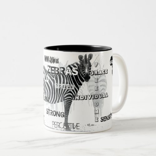 Black and White Unique Zebras Typography Two_Tone Coffee Mug