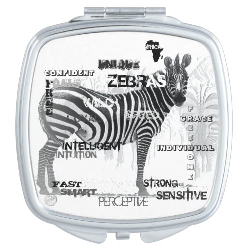 Black and White Unique Zebras Typography Vanity Mirror