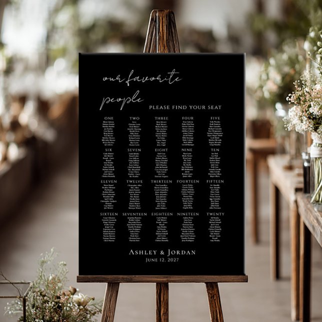 Black and white up to 20 tables seating plan poster (Creator Uploaded)