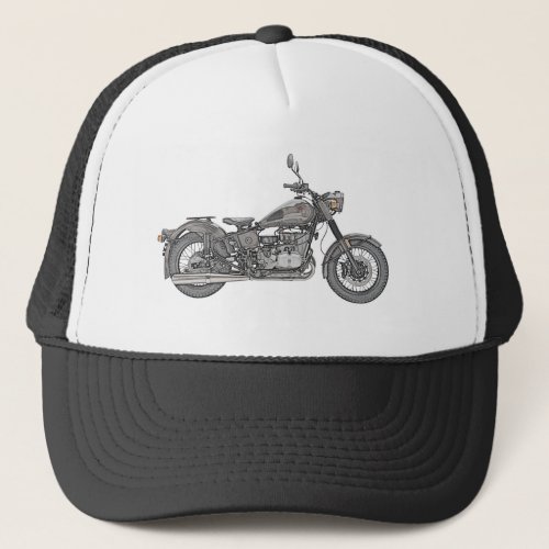 Black and White Ural Motorcycle Russian Motorbike Trucker Hat