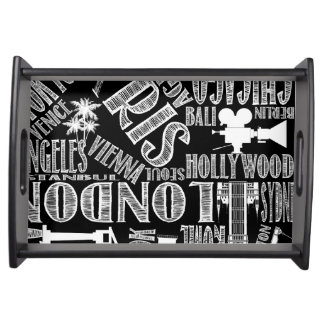 Black and White, Urban Cities Serving Tray