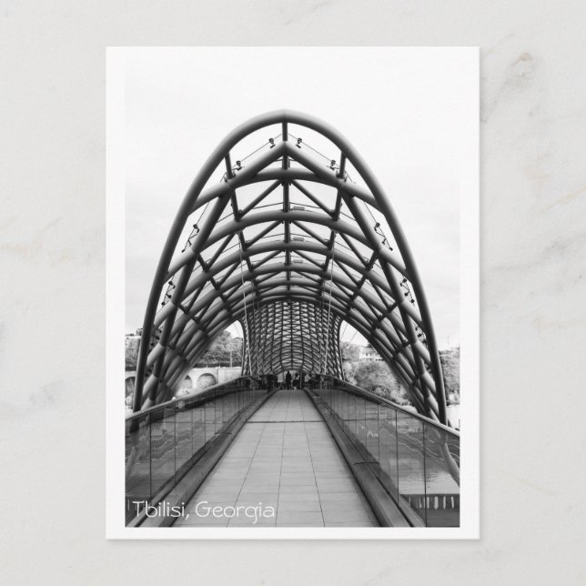 Black and white urban postcard - Bridge in Georgia (Front)